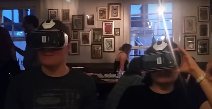 I try out a game on the Samsung Gear VR at Gamerbake in Leamington.