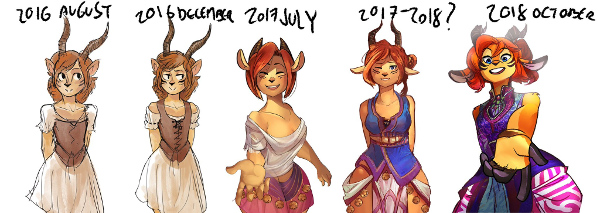 Progression of art styles over time in The Hayseed Knight.